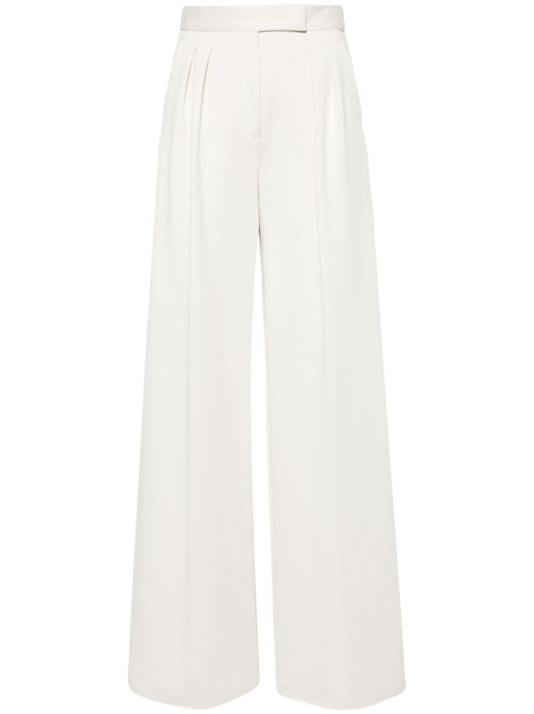 White Scuba Jersey Wide-leg Trousers
