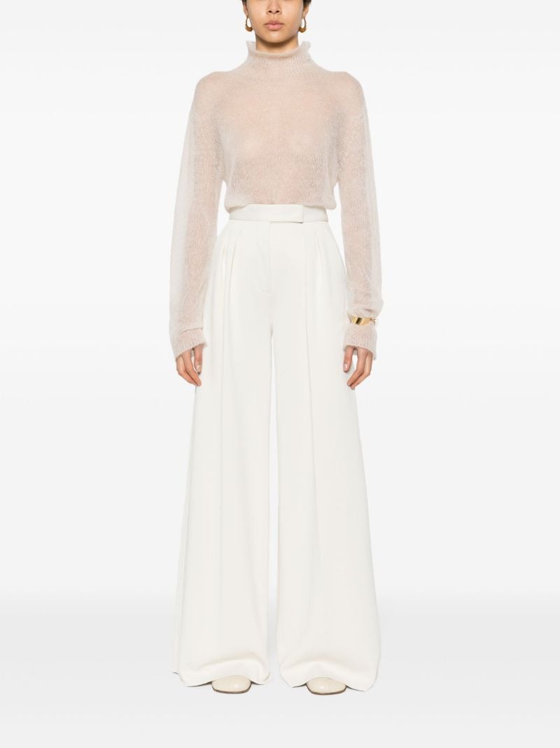 White Scuba Jersey Wide-leg Trousers