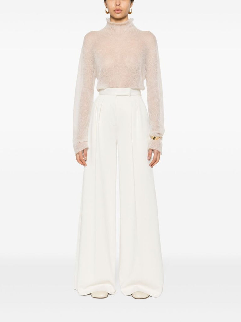 White Scuba Jersey Wide-leg Trousers