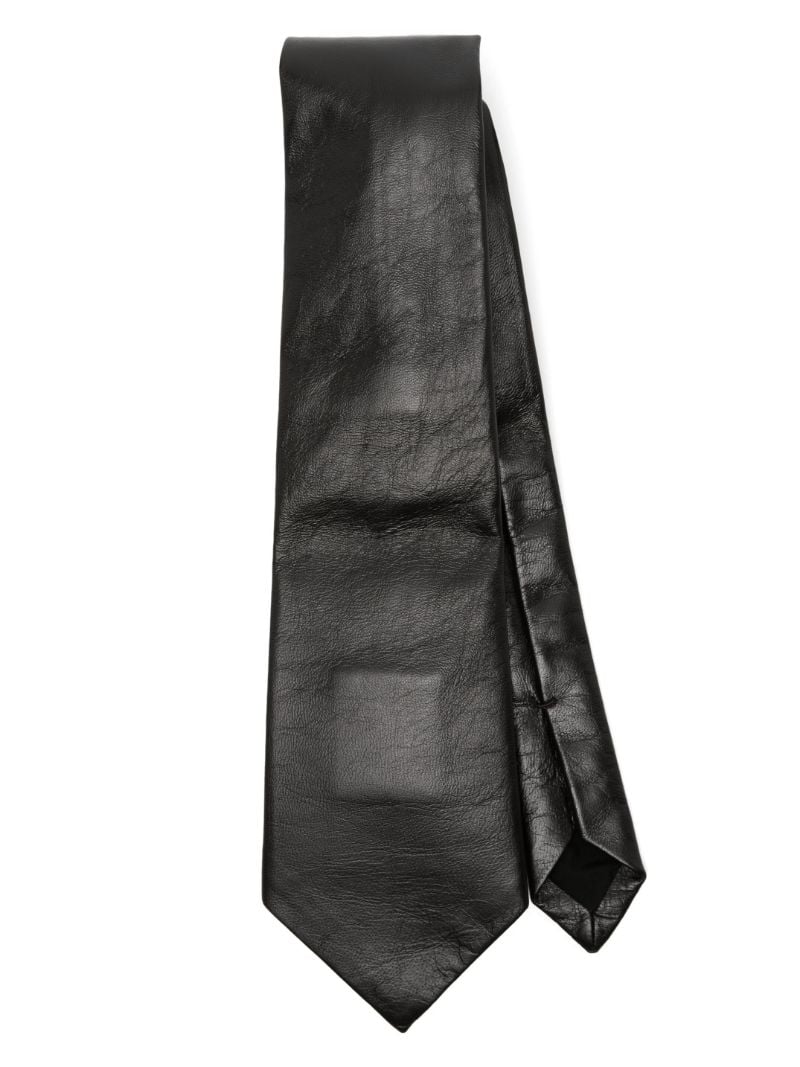 Kale Green Leather Necktie