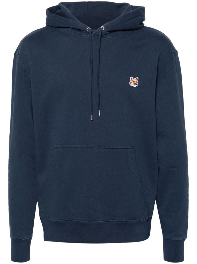 Blue Fox Head AppliquÃ© Cotton Hoodie