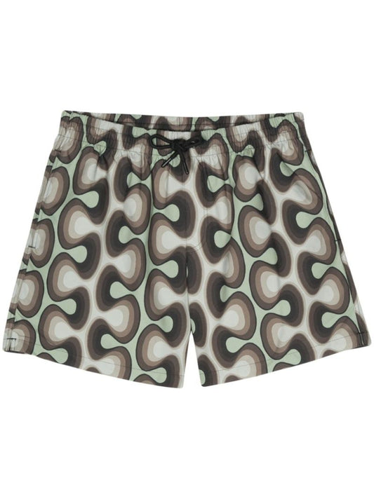 Green Abstract-print Swim Shorts