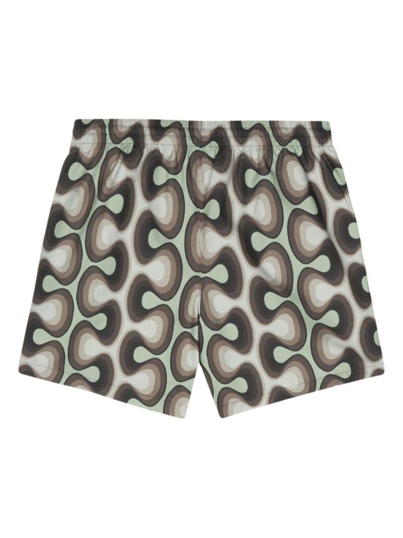Green Abstract-print Swim Shorts
