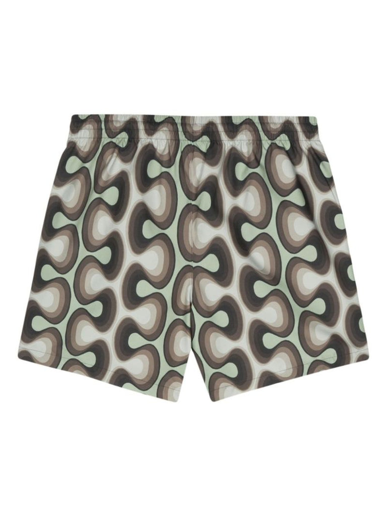 Green Abstract-print Swim Shorts