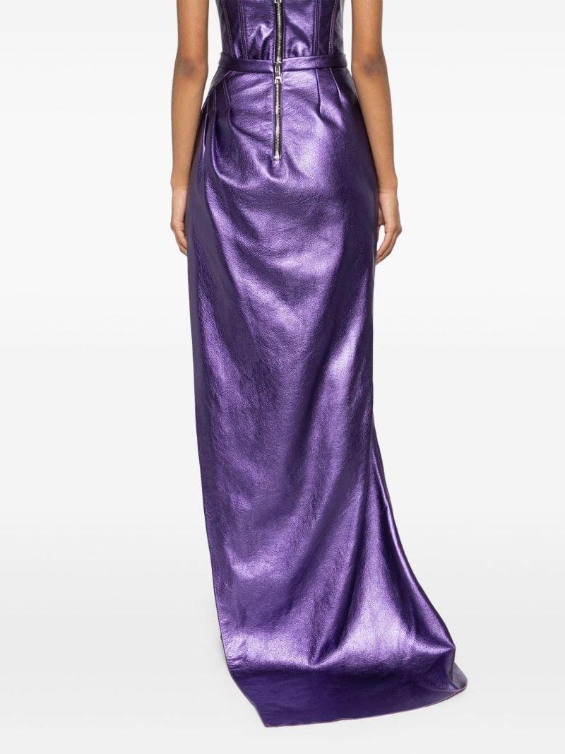 Purple Metallic Leather Draped Skirt