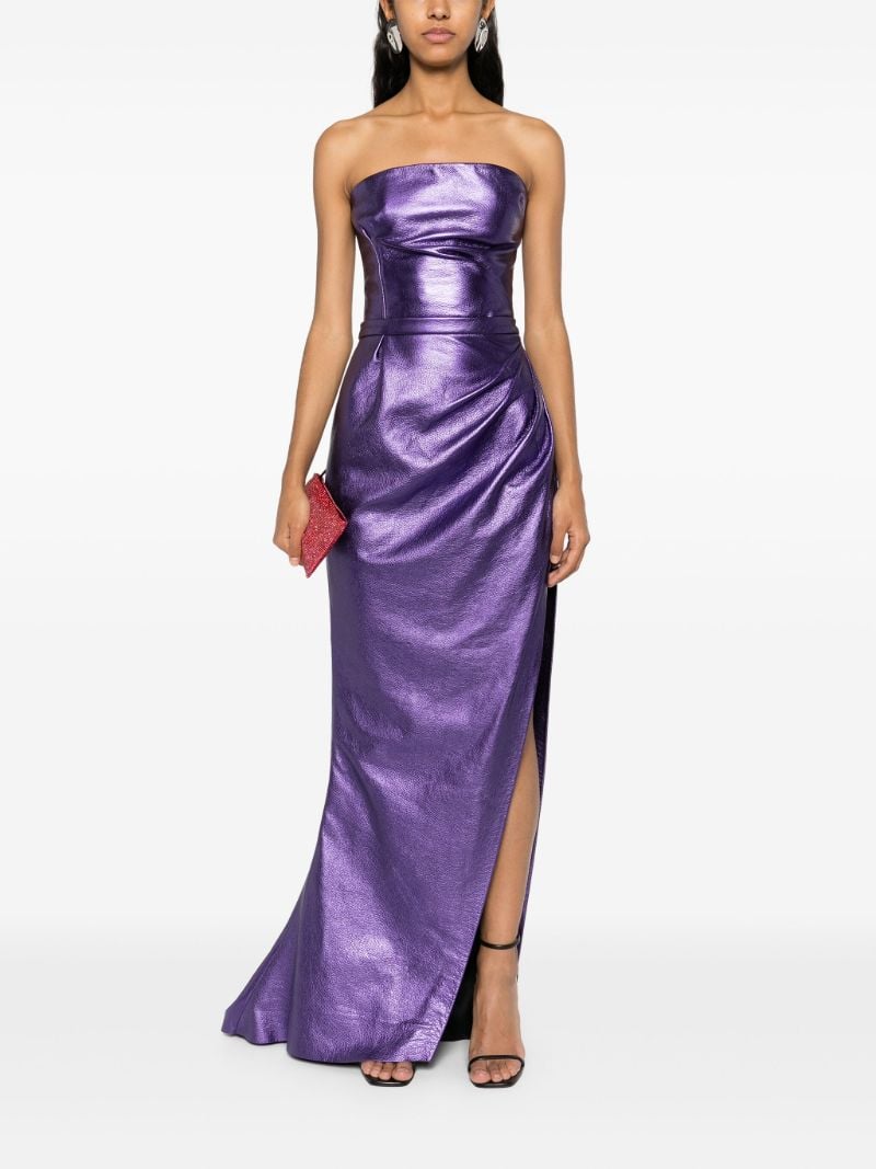 Purple Metallic Leather Draped Skirt