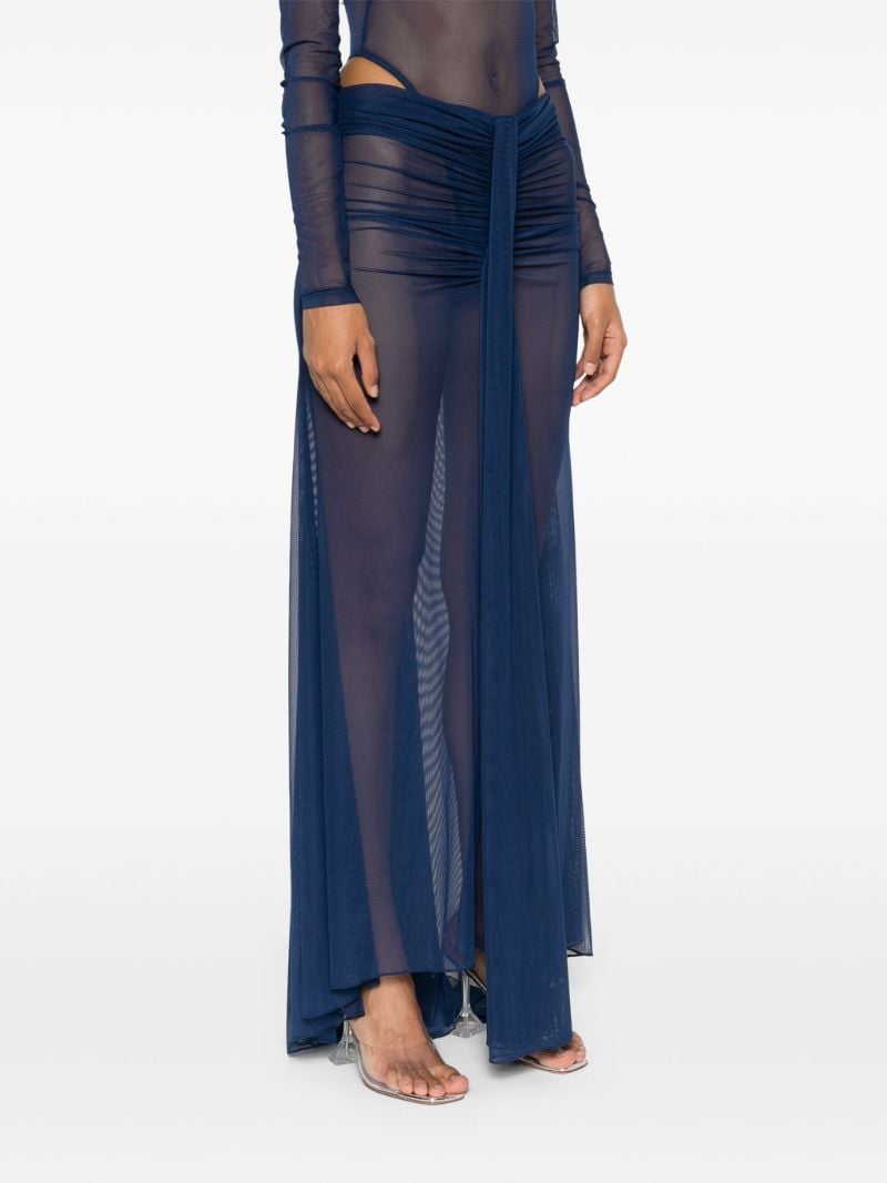 Blue Draped Mesh Skirt