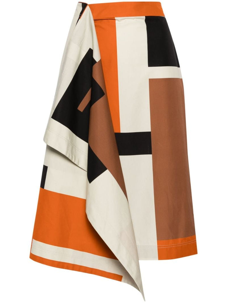 Neutral Maxi Ff Puzzle-print Midi Skirt