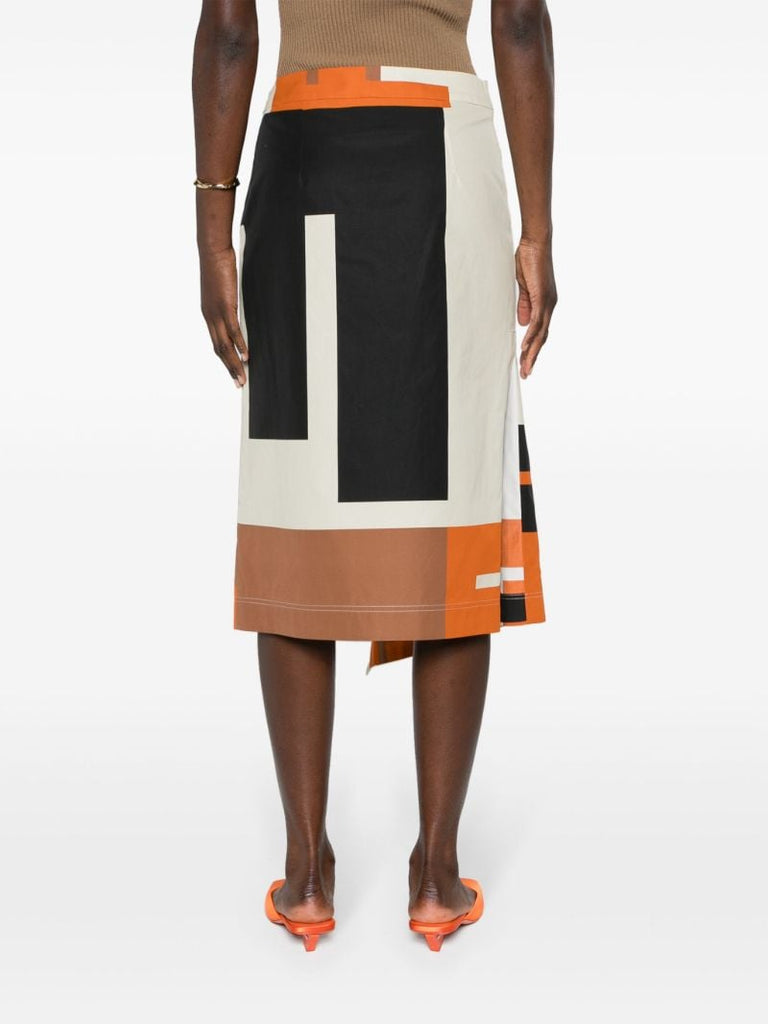Neutral Maxi Ff Puzzle-print Midi Skirt