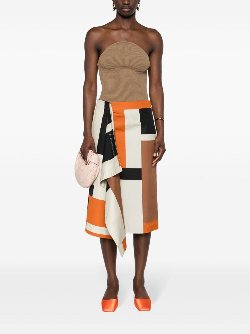 Neutral Maxi Ff Puzzle-print Midi Skirt