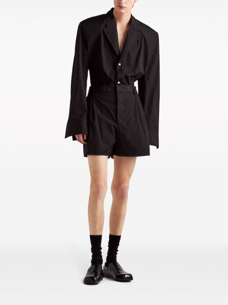 Black Cotton Tailored Shorts