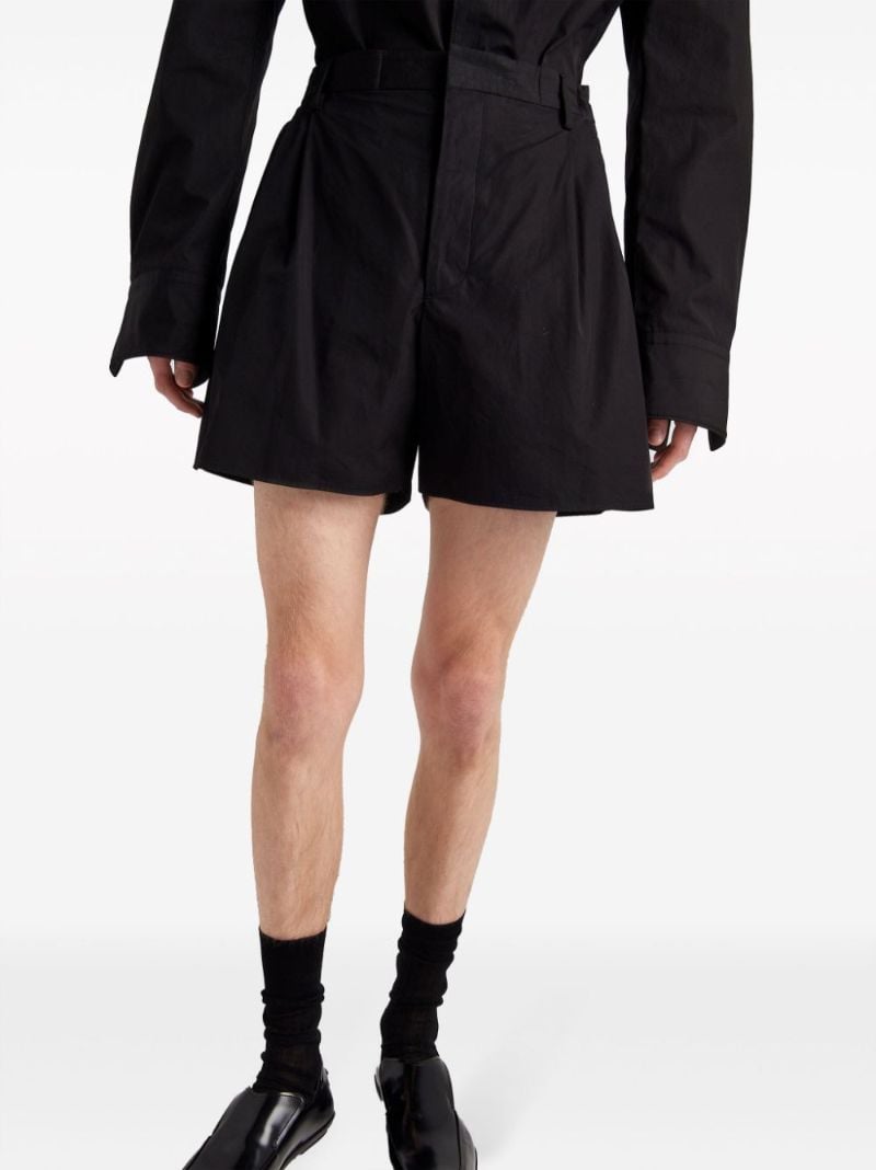 Black Cotton Tailored Shorts