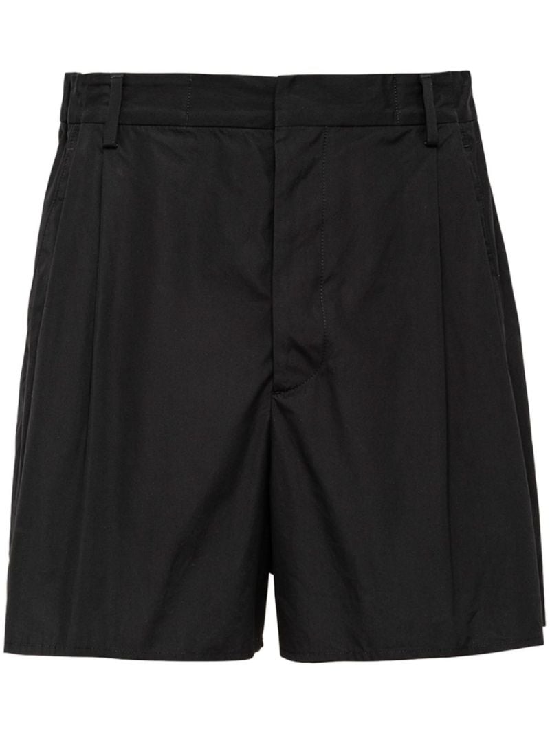 Black Cotton Tailored Shorts