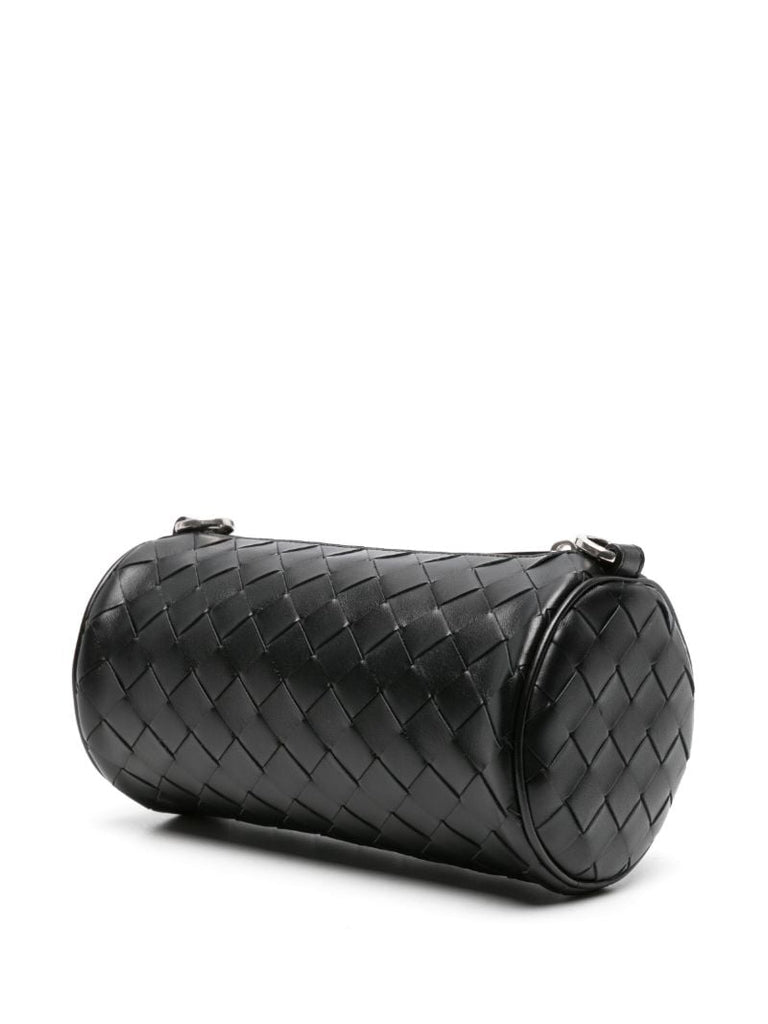 Black Mini Intrecciato Barrel Cross Body Bag