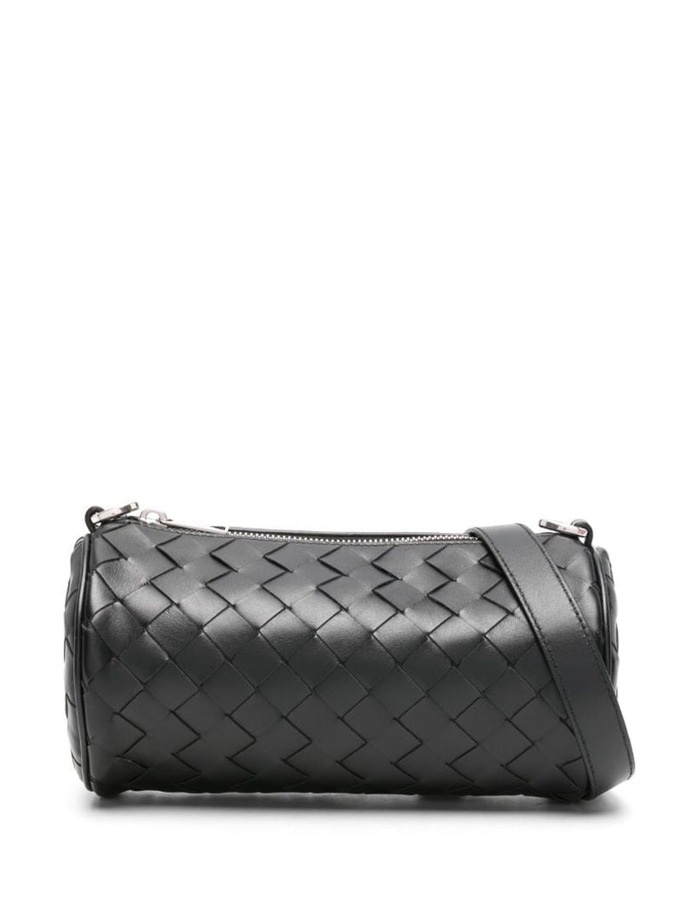 Black Mini Intrecciato Barrel Cross Body Bag
