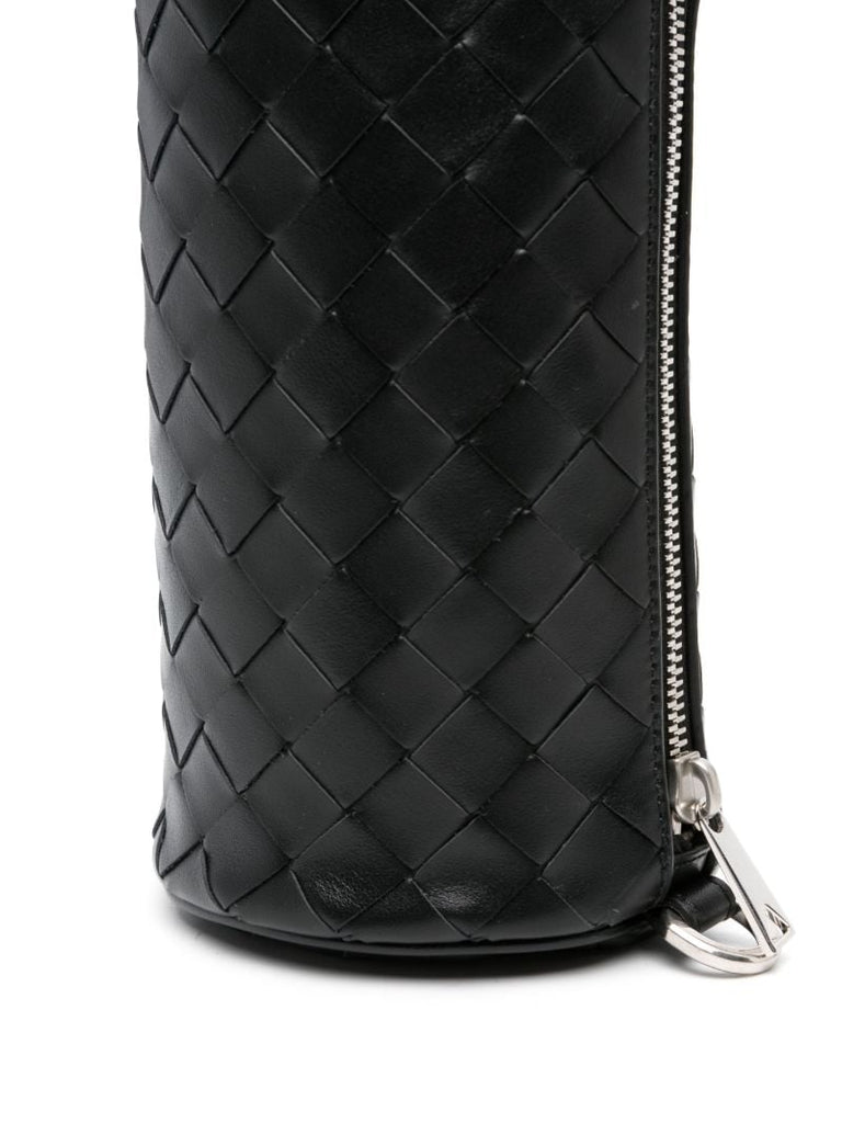 Black Mini Intrecciato Barrel Cross Body Bag