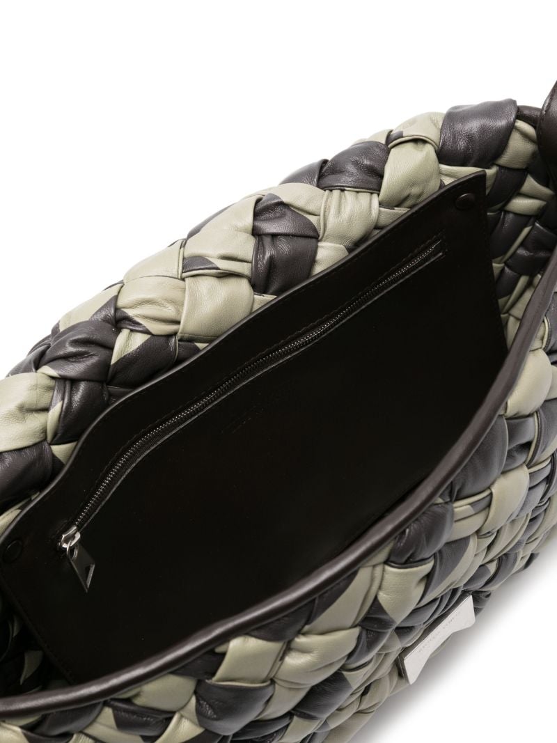 Green and Brown Intrecciato Leather Travertine Messenger Bag