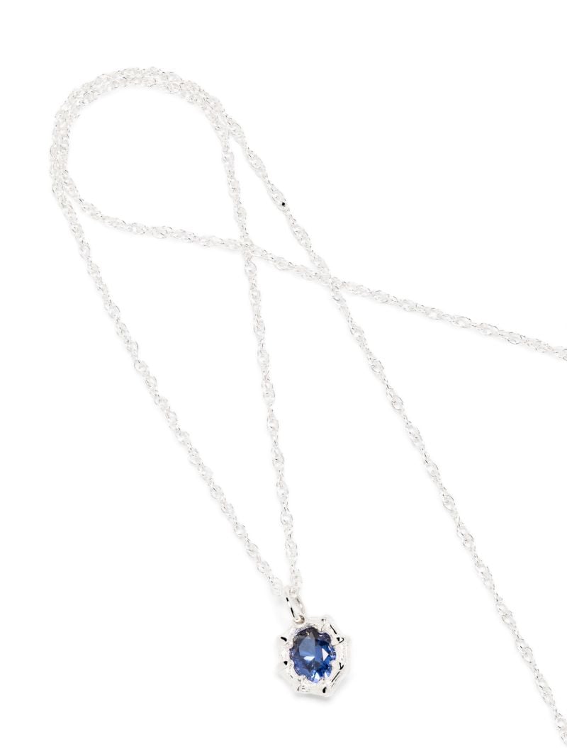 Sterling Silver Bamboo Sapphire Necklace