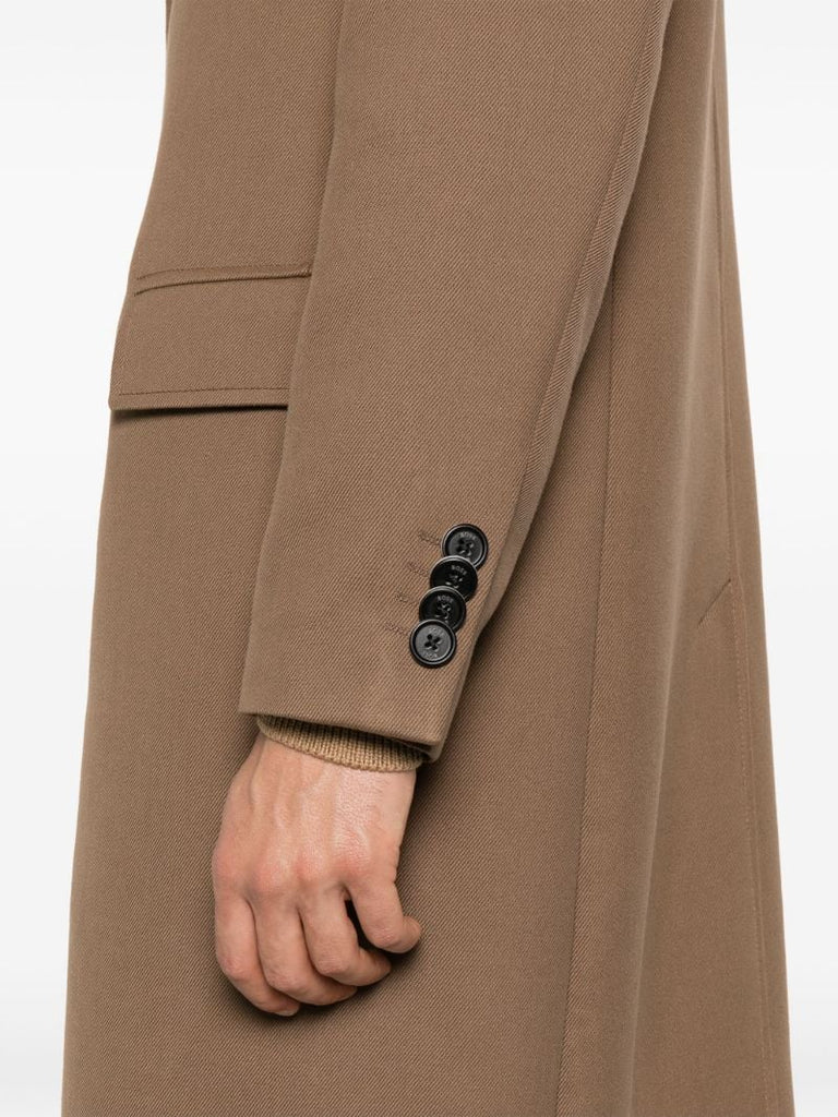 Brown Single-breasted Gabardine Coat