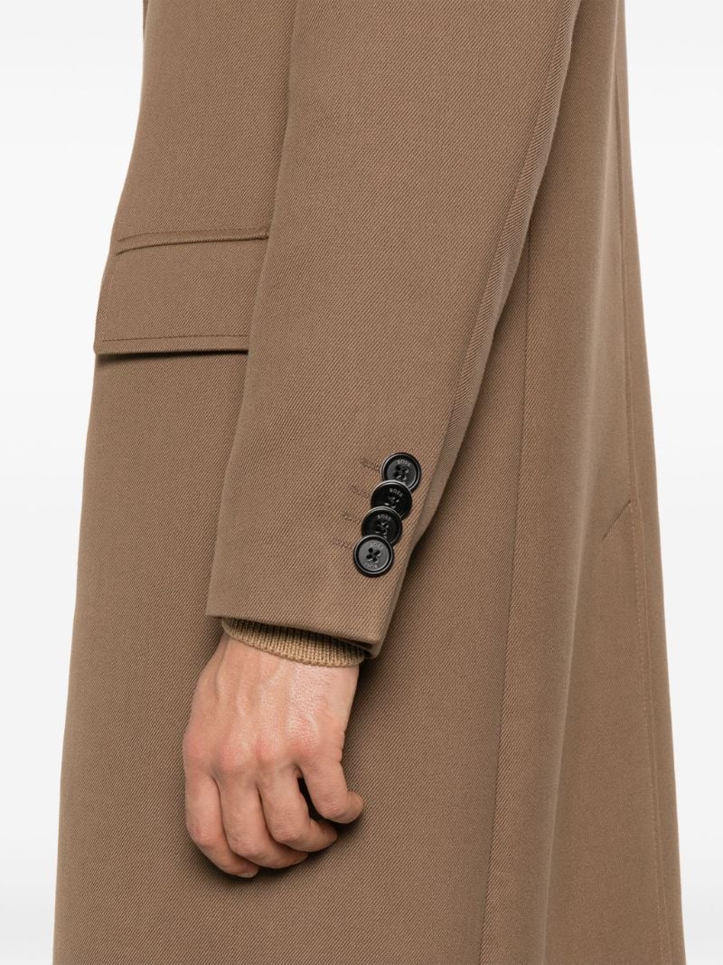 Brown Single-breasted Gabardine Coat