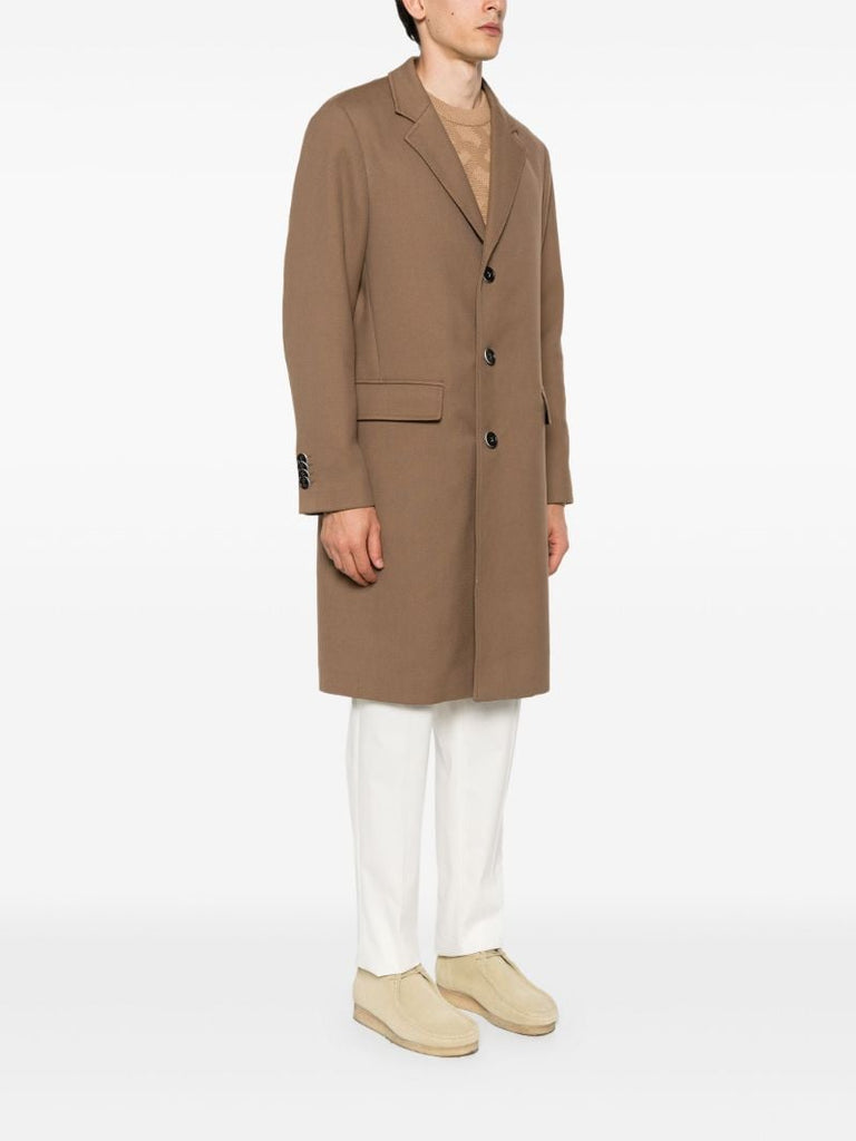 Brown Single-breasted Gabardine Coat