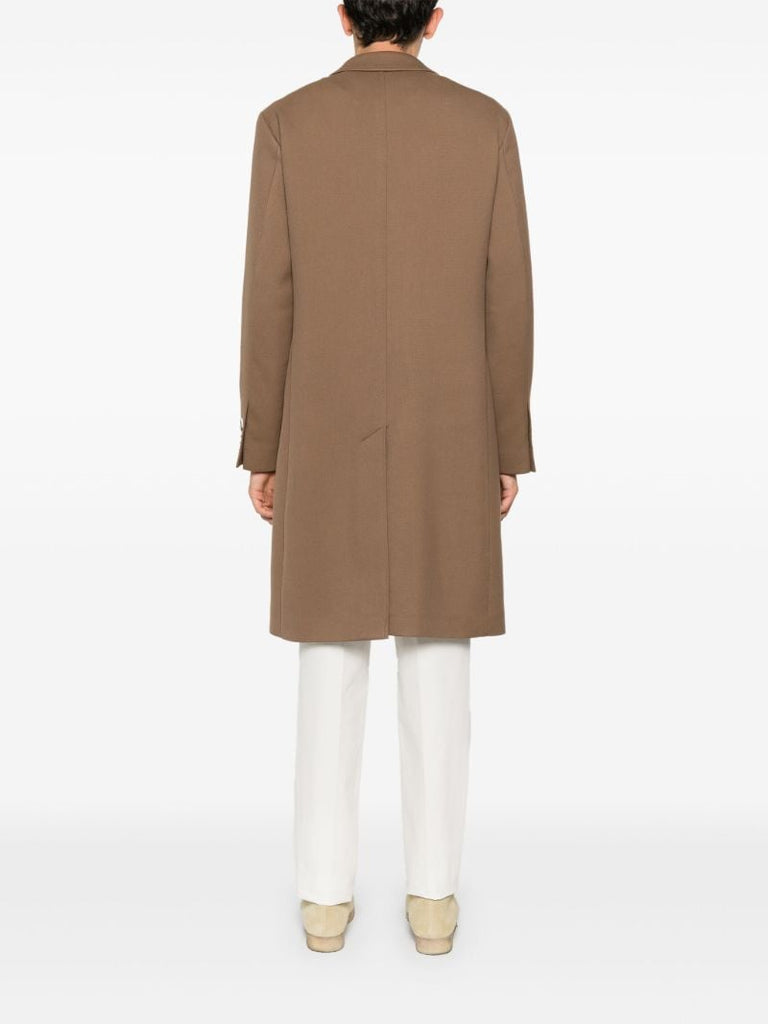 Brown Single-breasted Gabardine Coat