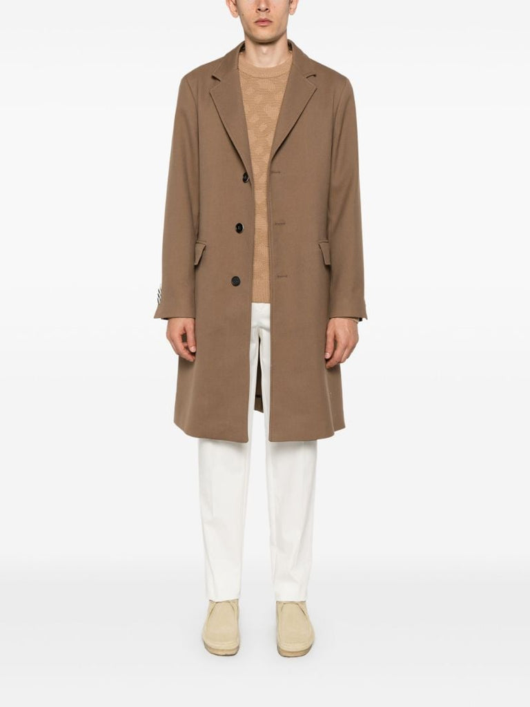 Brown Single-breasted Gabardine Coat