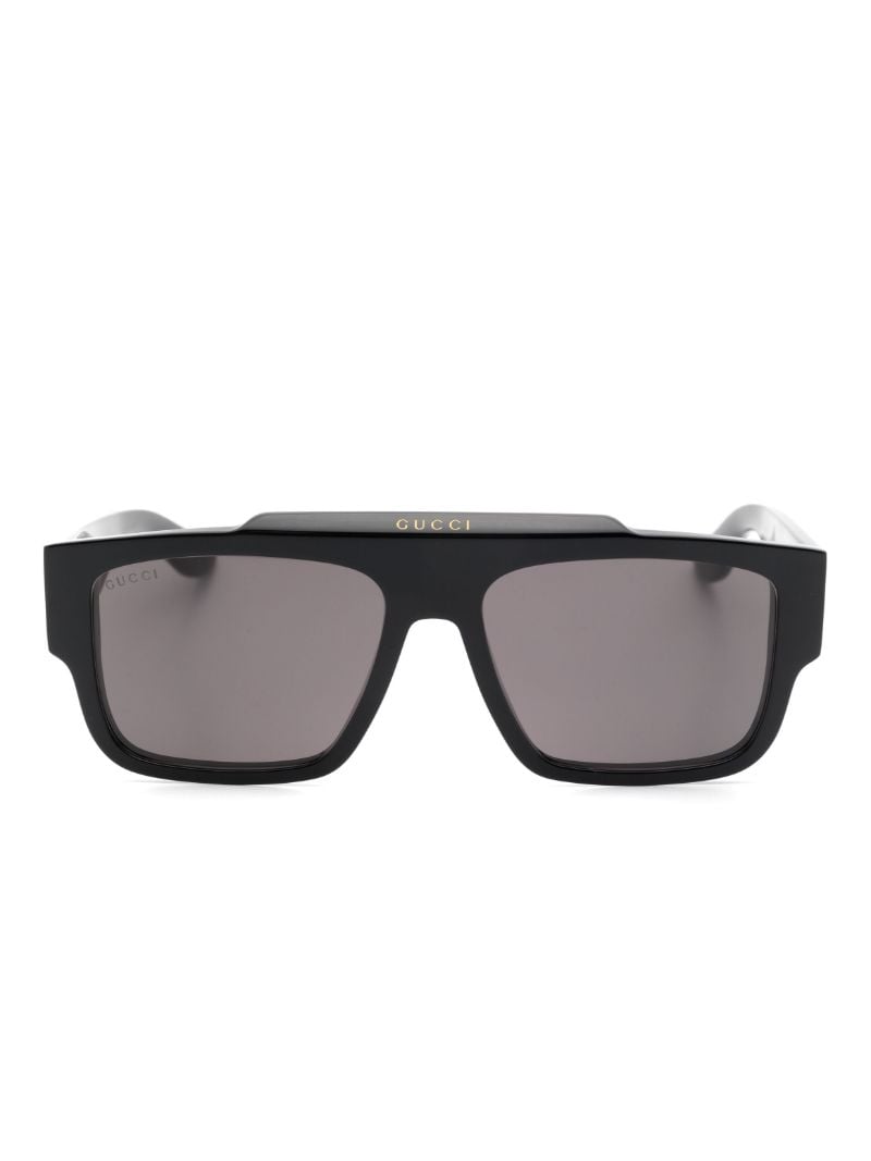Black Rectangle Frame Tinted Sunglasses