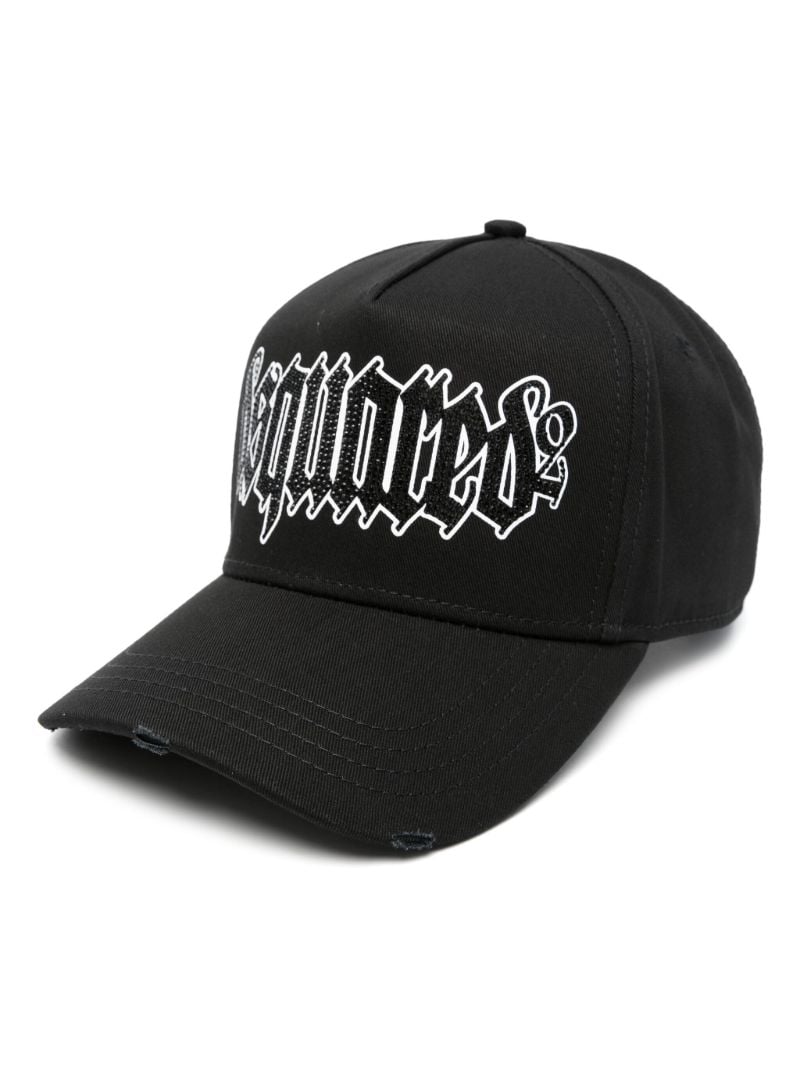 Black Rhinestone-logo Baseball Cap