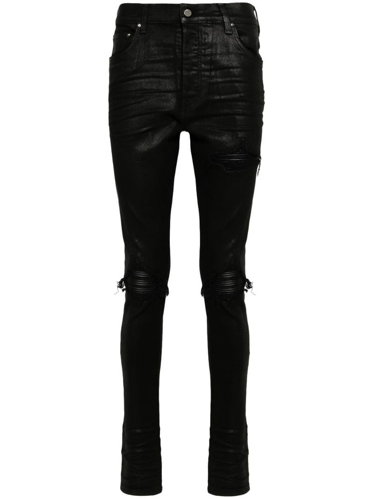Black Mx1 Wax Skinny Jeans