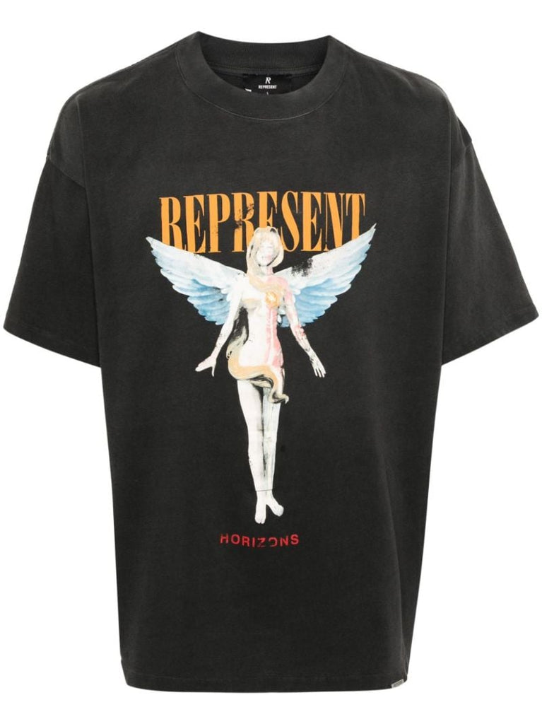 Black Graphic-print Cotton T-shirt