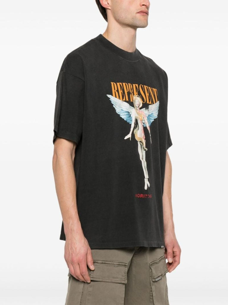 Black Graphic-print Cotton T-shirt