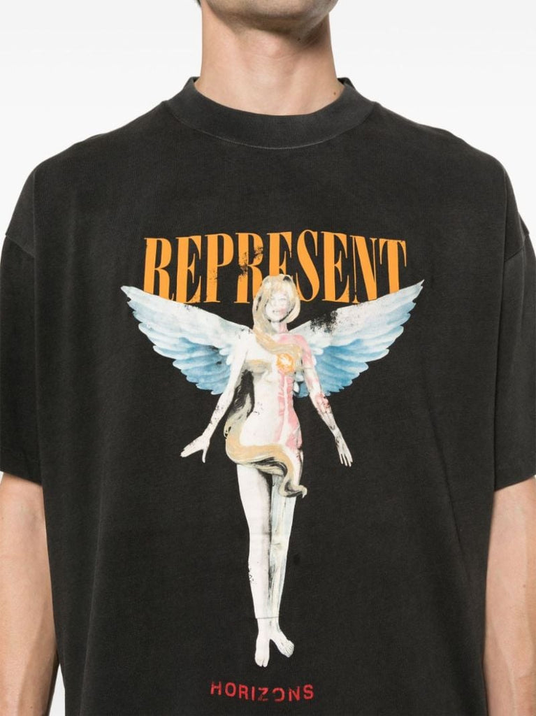 Black Graphic-print Cotton T-shirt