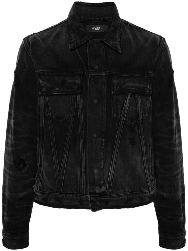 Black Distressed Ma Denim Jacket