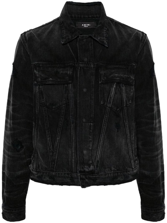 Black Distressed Ma Denim Jacket