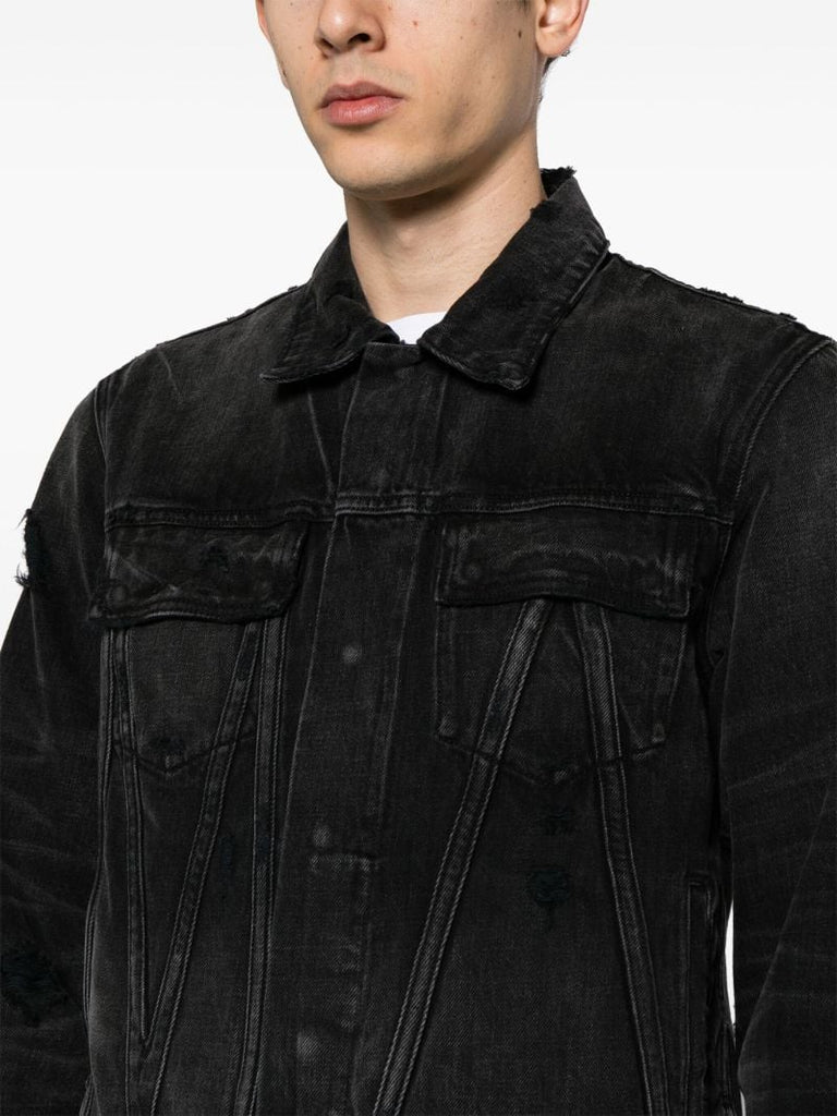 Black Distressed Ma Denim Jacket