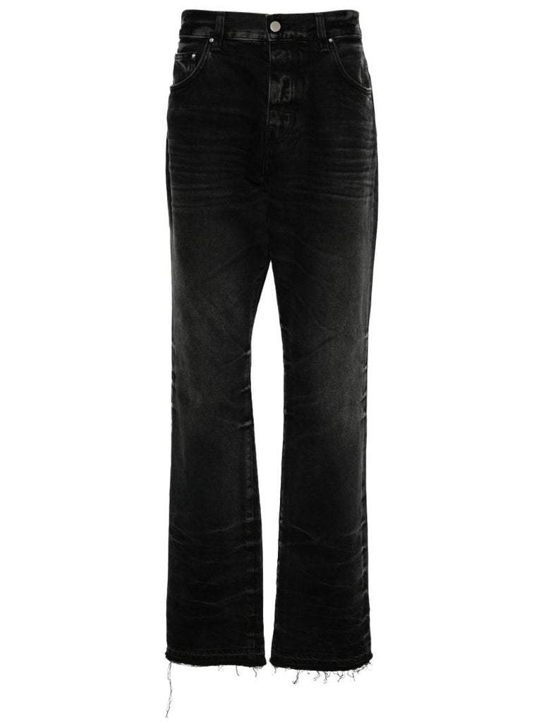 Black Release Hem Straight-leg Jeans