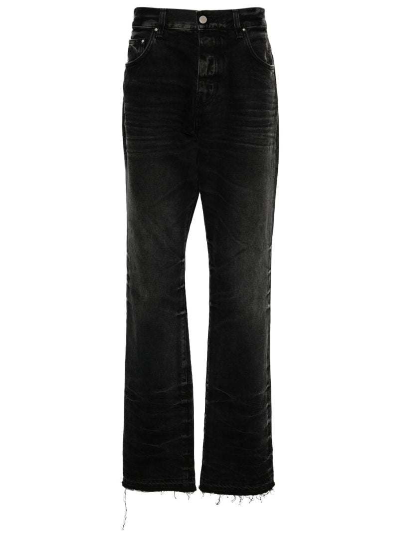 Black Release Hem Straight-leg Jeans