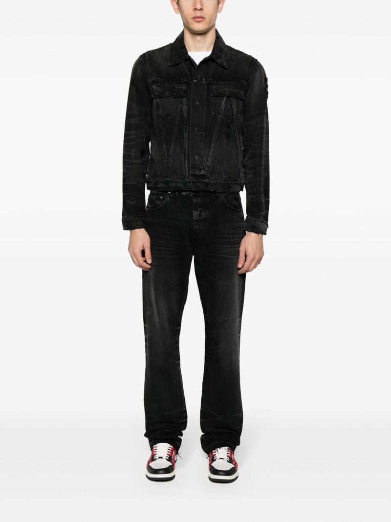 Black Release Hem Straight-leg Jeans