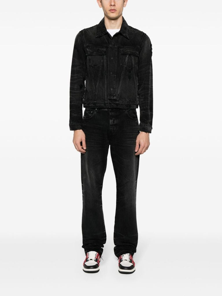 Black Release Hem Straight-leg Jeans