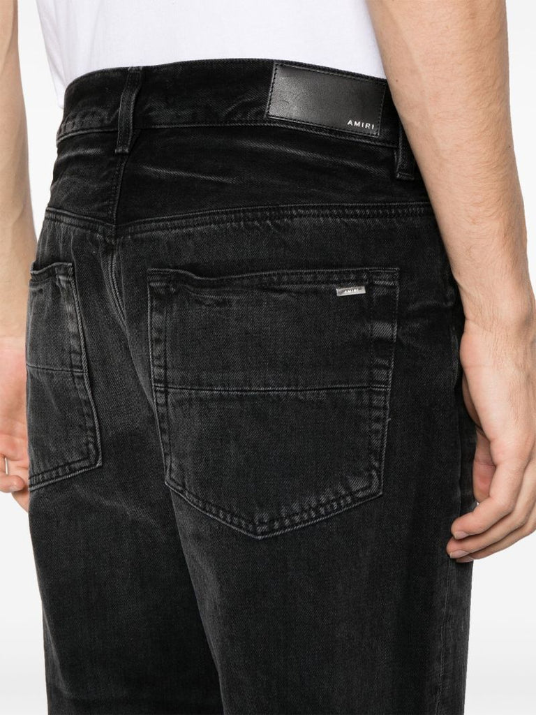 Black Release Hem Straight-leg Jeans