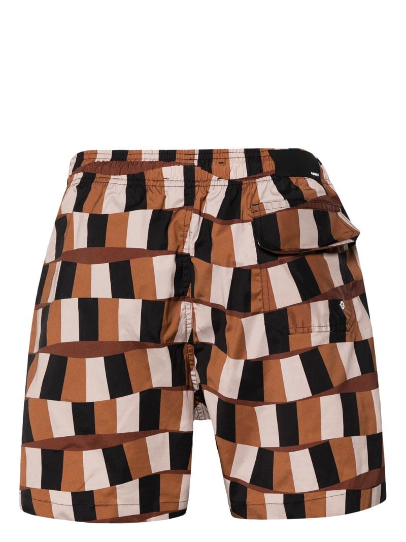 Brown Checkered Snake Swim Shorts