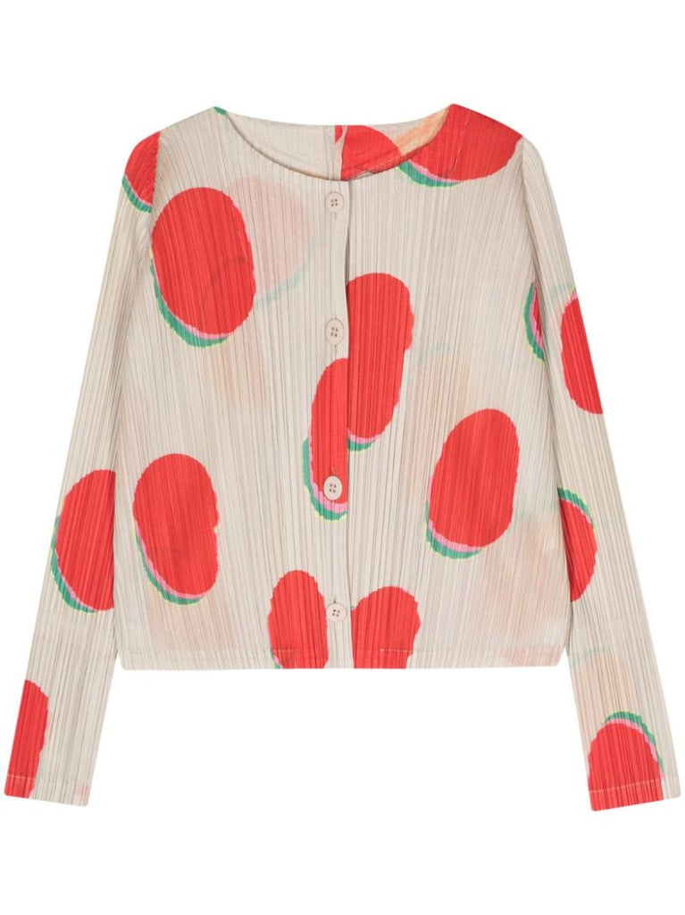 Neutral Bean Dots PlissÃ© Jacket