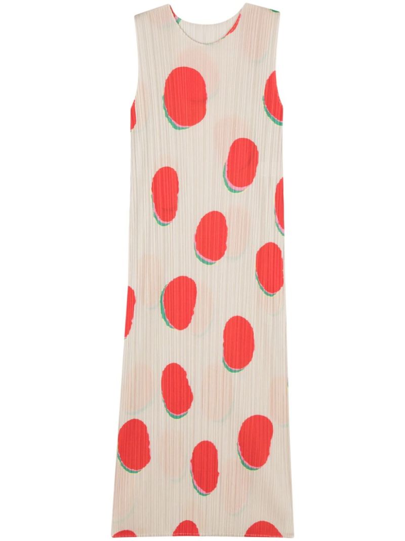 Neutral Bean Dots Midi-dress