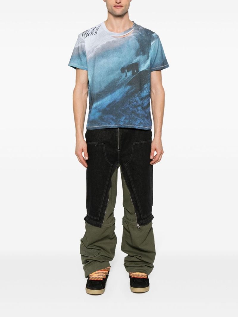 Blue Surfer Print Cotton T-shirt