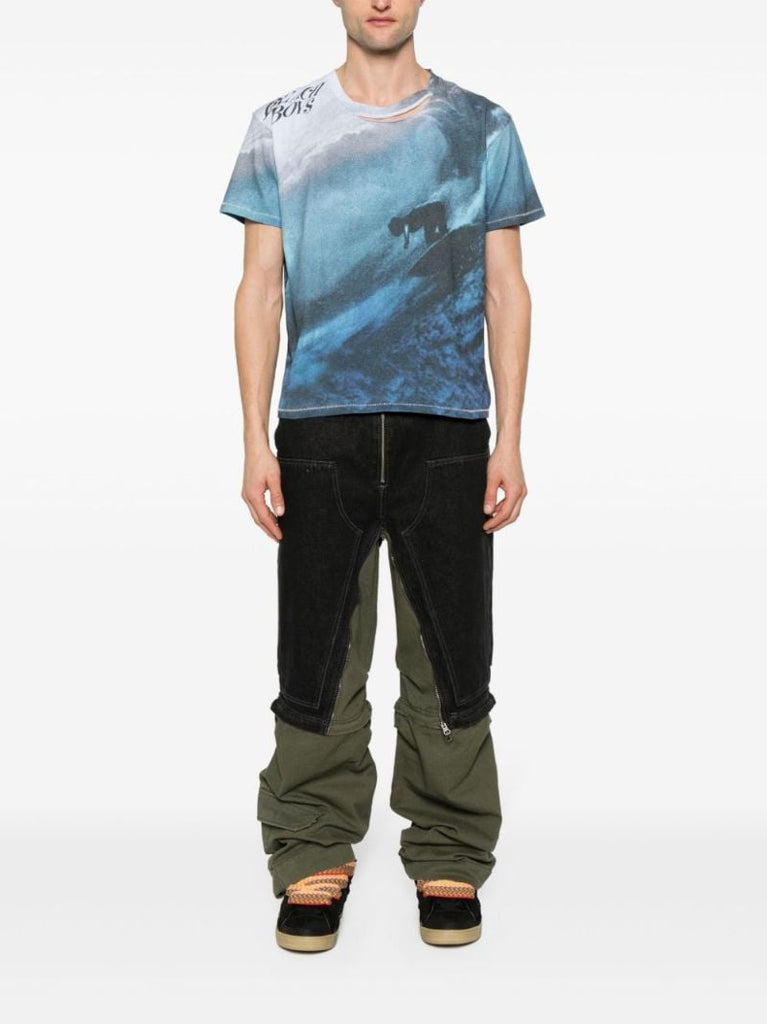 Blue Surfer Print Cotton T-shirt