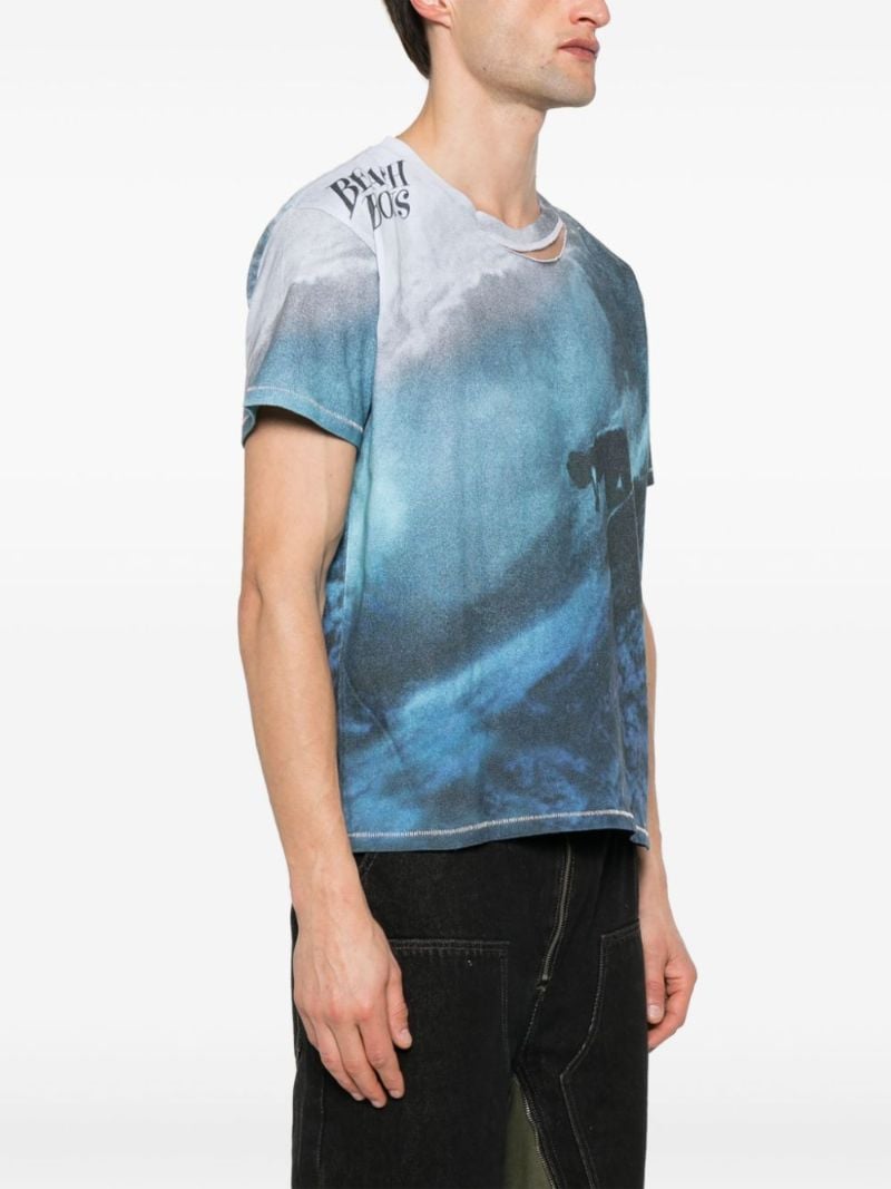 Blue Surfer Print Cotton T-shirt