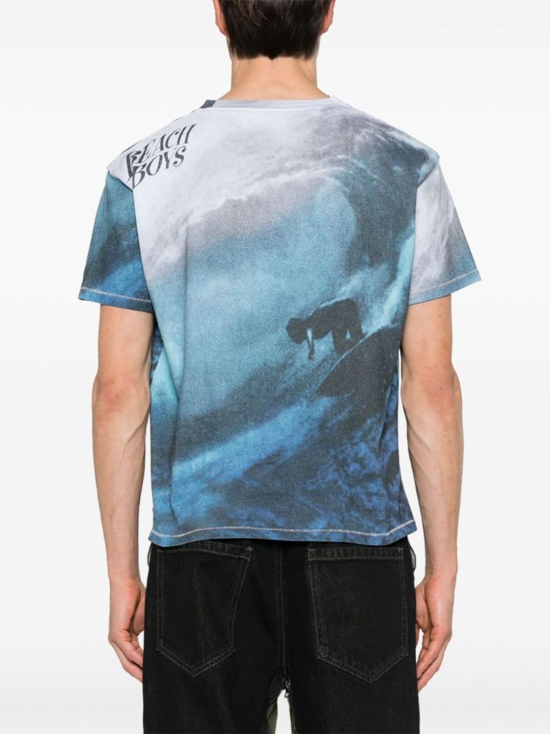Blue Surfer Print Cotton T-shirt