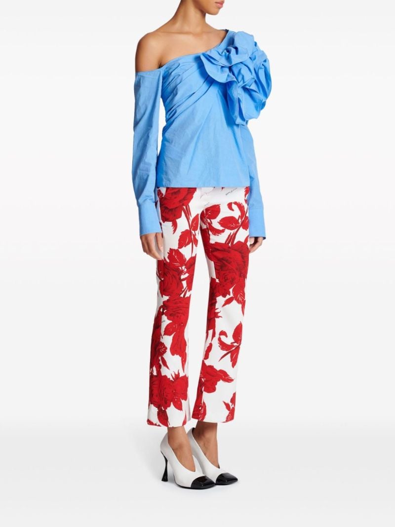 Blue Asymmetric Ruffled Top