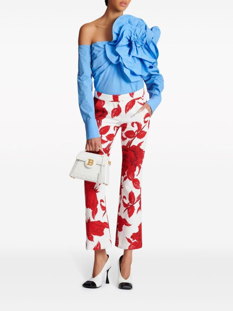 Blue Asymmetric Ruffled Top